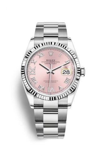 Remontoir à montres pour montre Rolex Datejust 36 Datejust 36 Stainless Steel / Fluted / Rose Roman-Diamonds / Oyster