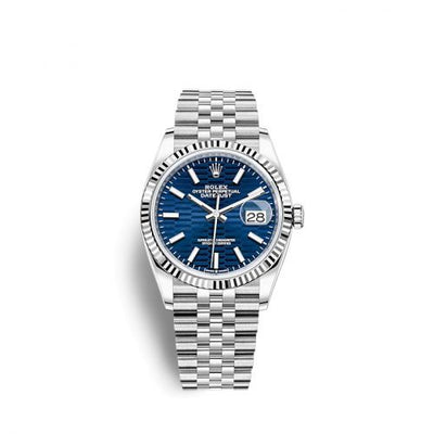 Remontoir à montres pour montre Rolex Datejust 36 Datejust 36 Stainless Steel / Fluted / Bleu - Fluted / Jubilee