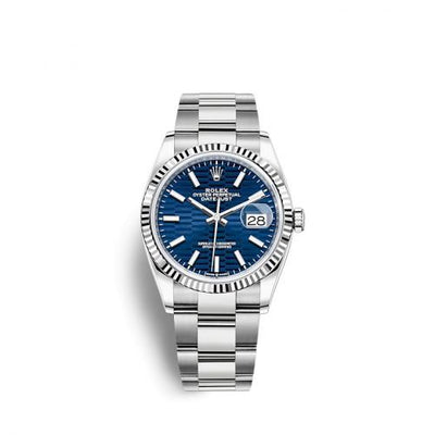 Remontoir à montres pour montre Rolex Datejust 36 Datejust 36 Stainless Steel / Fluted / Bleu - Fluted / Oyster