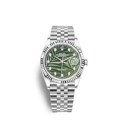 Remontoir à montres pour montre Rolex Datejust 36 Datejust 36 Stainless Steel - Fluted / Verte - Palm - Diamond / Jubilee