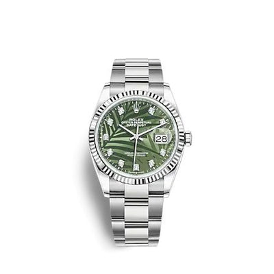 Remontoir à montres pour montre Rolex Datejust 36 Datejust 36 Stainless Steel - Fluted / Verte - Palm - Diamond / Oyster