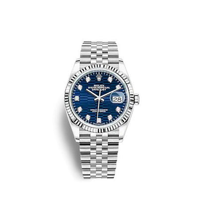 Remontoir à montres pour montre Rolex Datejust 36 Datejust 36 Stainless Steel - Fluted / Bleu - Fluted - Diamond / Jubilee