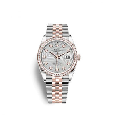 Remontoir à montres pour montre Rolex Datejust 36 Datejust 36 Stainless Steel / Everose / Diamond / Argent - Palm - Diamond / Oyster