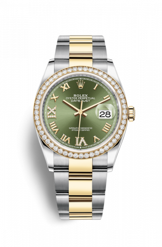 Remontoir à montres pour montre Rolex Datejust 36 Datejust 36 Stainless Steel / Yellow Or / Diamond / Olive Verte Roman / Oyster