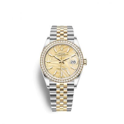 Remontoir à montres pour montre Rolex Datejust 36 Datejust 36 Stainless Steel / Yellow Or / Diamond / Champagne - Palm / Jubilee