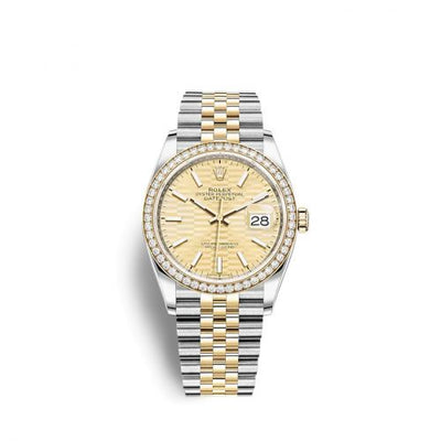 Remontoir à montres pour montre Rolex Datejust 36 Datejust 36 Stainless Steel / Yellow Or / Diamond / Champagne - Fluted / Jubilee