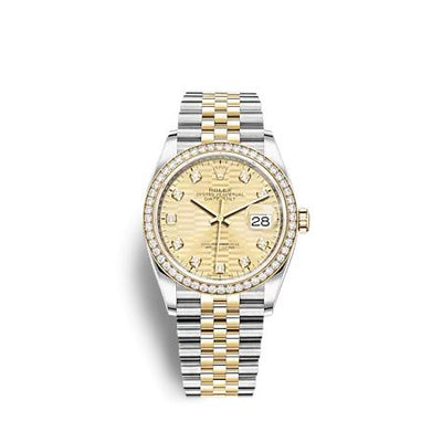 Remontoir à montres pour montre Rolex Datejust 36 Datejust 36 Stainless Steel - Yellow Or - Diamond / Champagne - Fluted - Diamond / Jubilee