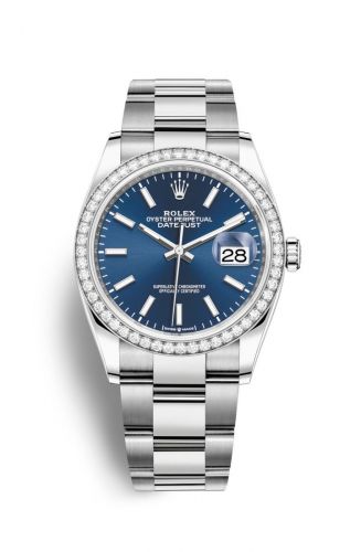 Remontoir à montres pour montre Rolex Datejust 36 Datejust 36 Stainless Steel / Diamond / Bleu / Oyster