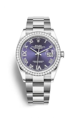 Remontoir à montres pour montre Rolex Datejust 36 Datejust 36 Stainless Steel / Diamond / Aubergine Roman-Diamonds / Oyster