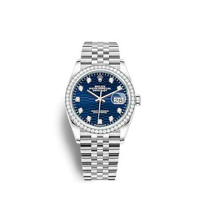 Remontoir à montres pour montre Rolex Datejust 36 Datejust 36 Stainless Steel - Diamond / Bleu - Fluted - Diamond / Jubilee