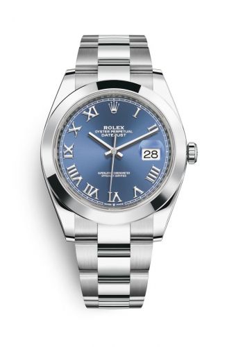 Remontoir à montres pour montre Rolex Datejust 41 Datejust 41 Stainless Steel Smooth / Oyster / Bleu Roman
