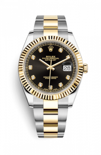 Remontoir à montres pour montre Rolex Datejust 41 Datejust 41 Rolesor Yellow Fluted / Oyster / Noire - Diamond