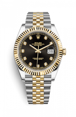 Remontoir à montres pour montre Rolex Datejust 41 Datejust 41 Rolesor Yellow Fluted / Jubilee / Noire - Diamond