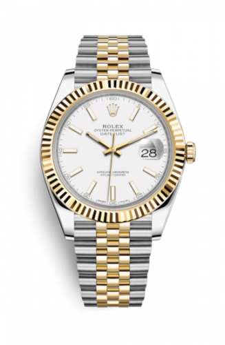 Remontoir à montres pour montre Rolex Datejust 41 Datejust 41 Rolesor Yellow Fluted / Jubilee / Blanc