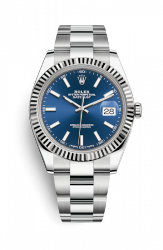 Remontoir à montres pour montre Rolex Datejust 41 Datejust 41 Stainless Steel Fluted / Oyster / Bleu