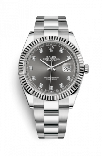 Remontoir à montres pour montre Rolex Datejust 41 Datejust 41 Stainless Steel Fluted / Oyster / Dark Rhodium - Diamond