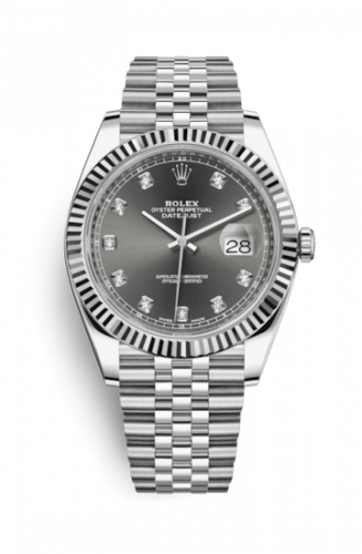 Remontoir à montres pour montre Rolex Datejust 41 Datejust 41 Stainless Steel Fluted / Jubilee / Dark Rhodium - Diamond