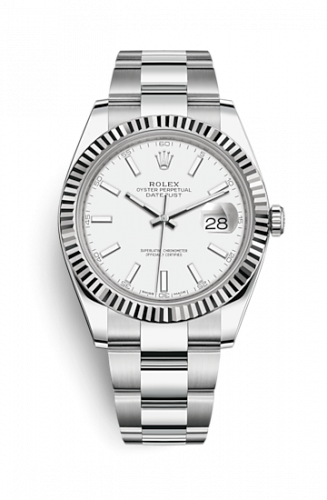 Remontoir à montres pour montre Rolex Datejust 41 Datejust 41 Stainless Steel Fluted / Oyster / Blanc