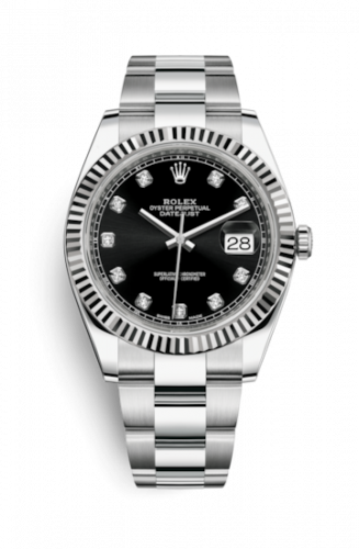 Remontoir à montres pour montre Rolex Datejust 41 Datejust 41 Stainless Steel Fluted / Oyster / Noire - Diamond