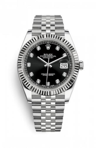 Remontoir à montres pour montre Rolex Datejust 41 Datejust 41 Stainless Steel Fluted / Jubilee / Noire - Diamond