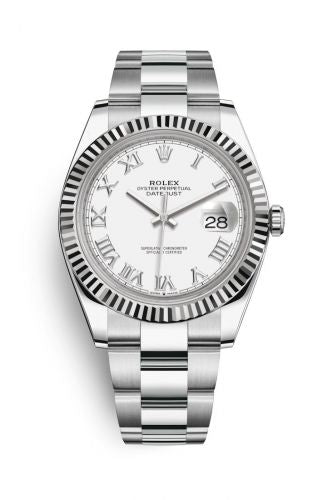 Remontoir à montres pour montre Rolex Datejust 41 Datejust 41 Stainless Steel Fluted / Blanc - Roman / Oyster