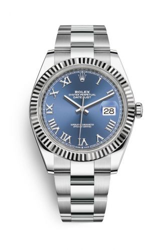 Remontoir à montres pour montre Rolex Datejust 41 Datejust 41 Stainless Steel Fluted / Bleu - Roman / Oyster