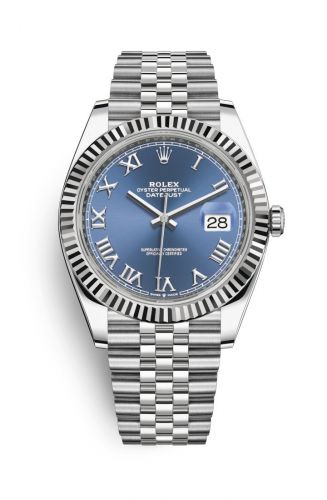 Remontoir à montres pour montre Rolex Datejust 41 Datejust 41 Stainless Steel Fluted / Bleu - Roman / Jubilee