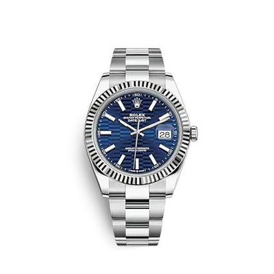 Remontoir à montres pour montre Rolex Datejust 41 Datejust 41 Stainless Steel - Fluted / Bleu - Fluted / Oyster