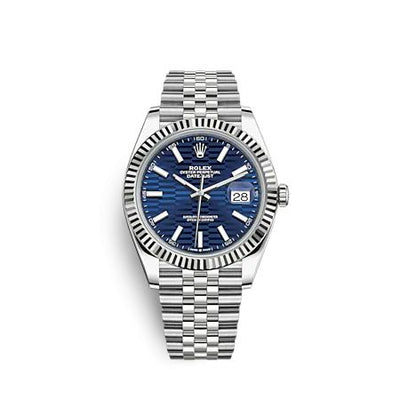 Remontoir à montres pour montre Rolex Datejust 41 Datejust 41 Stainless Steel Fluted / Jubilee / Bleu - Fluted