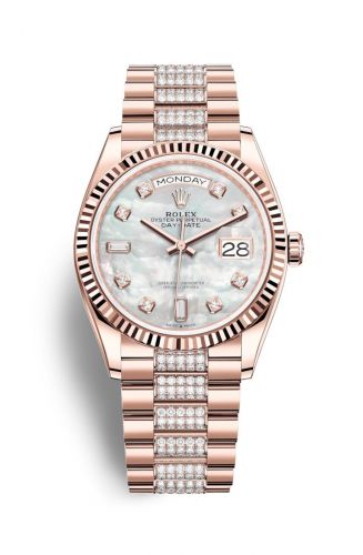 Remontoir à montres pour montre Rolex Day-Date 36 Day-Date 36 Everose Or / Fluted / MOP-Diamond / President-Diamond