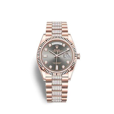 Remontoir à montres pour montre Rolex Day-Date 36 Day-Date 36 Everose Or / Fluted / Slate - Diamond / President - Diamond
