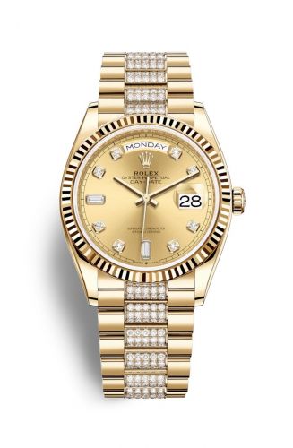 Remontoir à montres pour montre Rolex Day-Date 36 Day-Date 36 Yellow Or / Fluted / Champagne-Diamond / President-Diamond