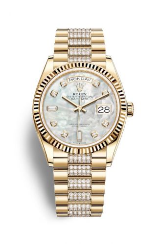 Remontoir à montres pour montre Rolex Day-Date 36 Day-Date 36 Yellow Or / Fluted / MOP-Diamond / President-Diamond