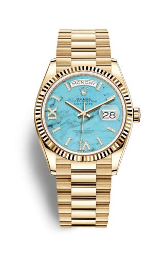 Remontoir à montres pour montre Rolex Day-Date 36 Day-Date 36 Yellow Or / Fluted / Turquoise / President