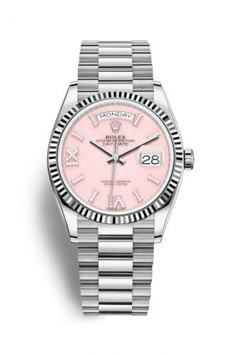 Remontoir à montres pour montre Rolex Day-Date 36 Day-Date 36 Or Blanc / Fluted / Opal-Diamond / President