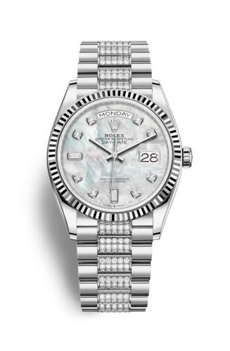 Remontoir à montres pour montre Rolex Day-Date 36 Day-Date 36 Or Blanc / Fluted / MOP-Diamond / President-Diamond
