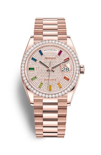 Remontoir à montres pour montre Rolex Day-Date 36 Day-Date 36 Everose Or / Diamond / Paved-Rainbow / President