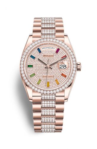 Remontoir à montres pour montre Rolex Day-Date 36 Day-Date 36 Everose Or / Diamond / Paved-Rainbow / President-Diamond