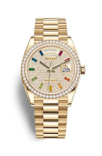 Remontoir à montres pour montre Rolex Day-Date 36 Day-Date 36 Yellow Or / Diamond / Paved-Rainbow / President