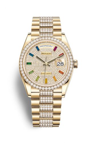 Remontoir à montres pour montre Rolex Day-Date 36 Day-Date 36 Yellow Or / Diamond / Paved-Rainbow / President-Diamond
