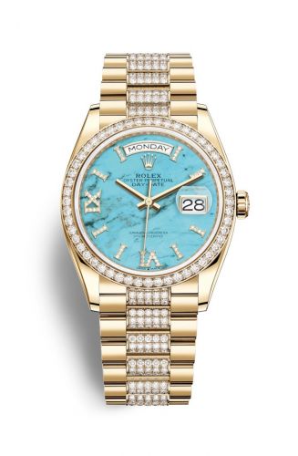 Remontoir à montres pour montre Rolex Day-Date 36 Day-Date 36 Yellow Or / Diamond / Turquoise / President-Diamond