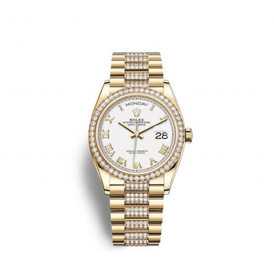 Remontoir à montres pour montre Rolex Day-Date 36 Day-Date 36 Yellow Or Diamond / Blanc - Roman / President - Diamond