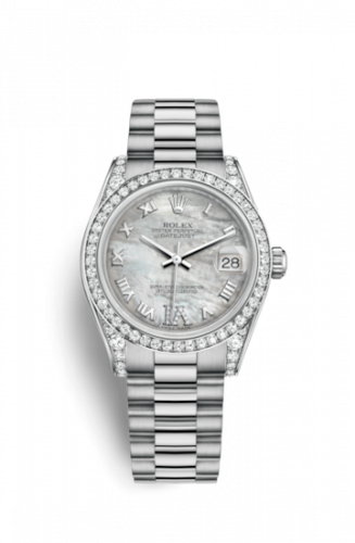 Remontoir à montres pour montre Rolex Datejust 31 Datejust 31 Or Blanc Diamond / President / MOP Roman