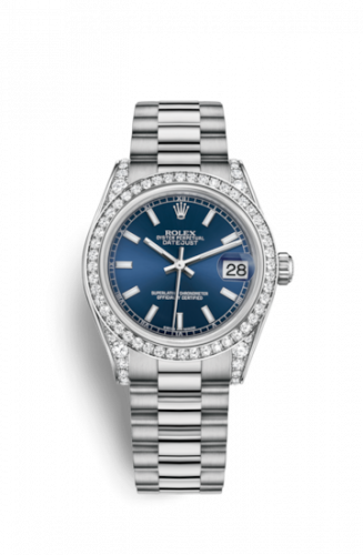 Remontoir à montres pour montre Rolex Datejust 31 Datejust 31 Or Blanc Diamond / President / Bleu