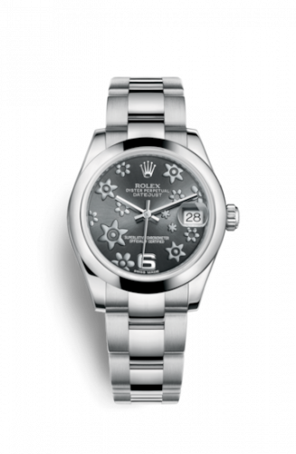 Watch Winder for watch Rolex Datejust 31 Datejust 31 Stainless Steel Domed / Oyster / Dark Rhodium Floral