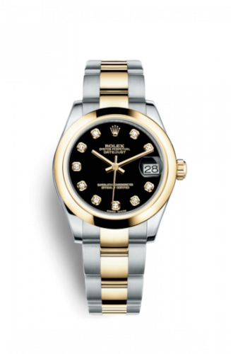 Remontoir à montres pour montre Rolex Datejust 31 Datejust 31 Rolesor Yellow Domed / Oyster / Noire Diamond
