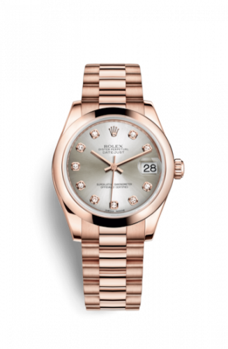 Remontoir à montres pour montre Rolex Datejust 31 Datejust 31 Everose Domed / President / Argent Diamond