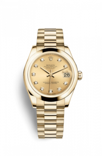 Remontoir à montres pour montre Rolex Datejust 31 Datejust 31 Yellow Or Domed / President / Champagne Diamond