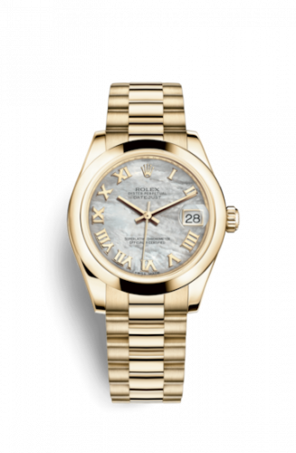 Remontoir à montres pour montre Rolex Datejust 31 Datejust 31 Yellow Or Domed / President / MOP Roman