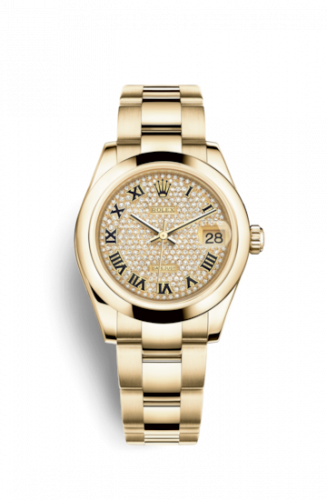 Remontoir à montres pour montre Rolex Datejust 31 Datejust 31 Yellow Or Domed / Oyster / Paved Roman